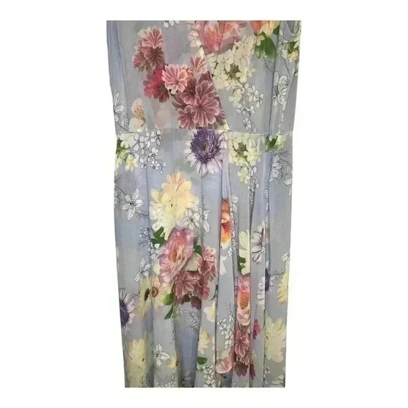 Calvin Klein Lavender Chiffon Floral Faux Wrap Dress, Size 6 (approximate) - Picture 3 of 7